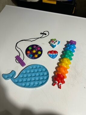 Kids Rainbow Caterpillar & Blue Whale Pop-It Fidget Toy Set